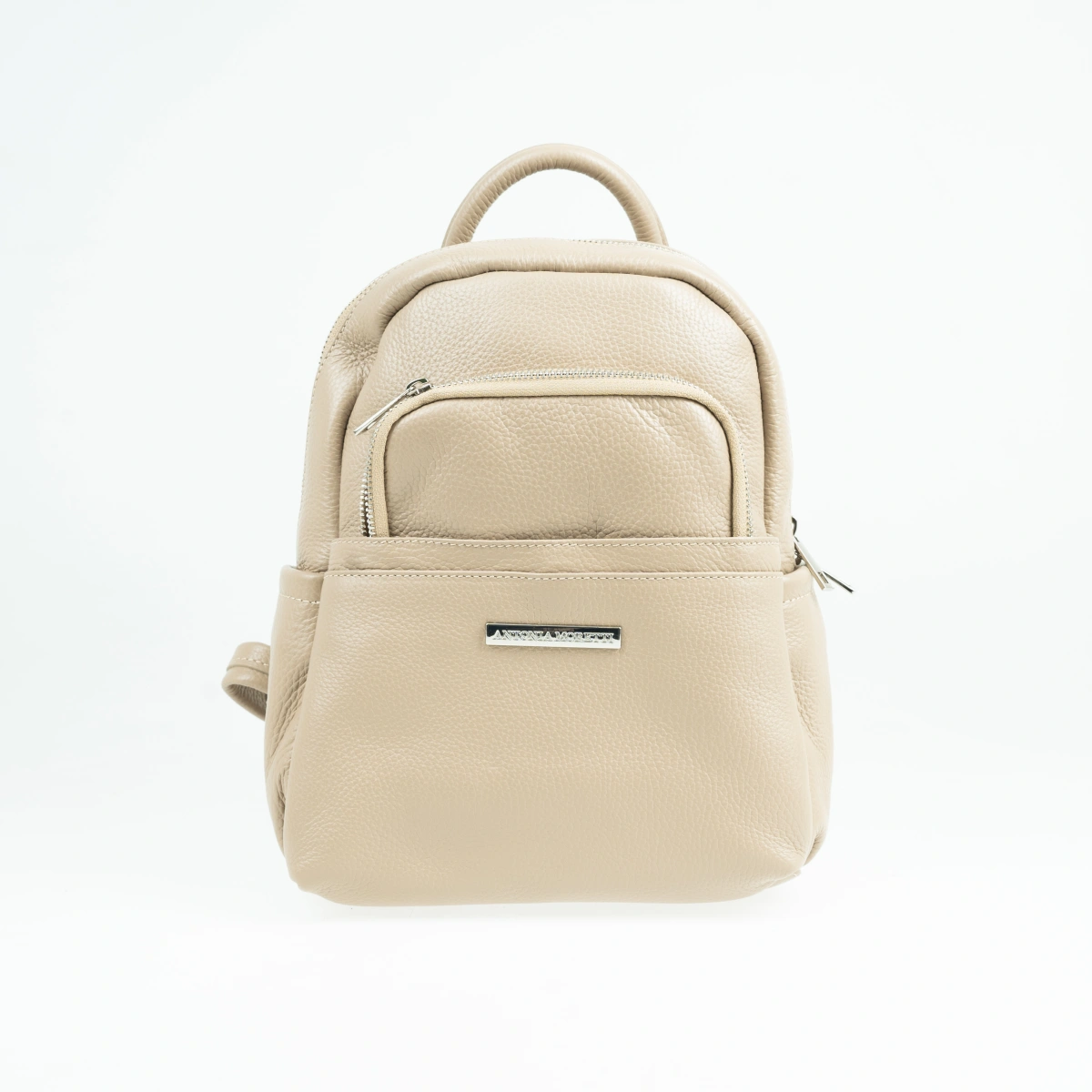 Rucsac dama din piele naturala Antonia Moretti AM1660, Grej, #1, Bagsy