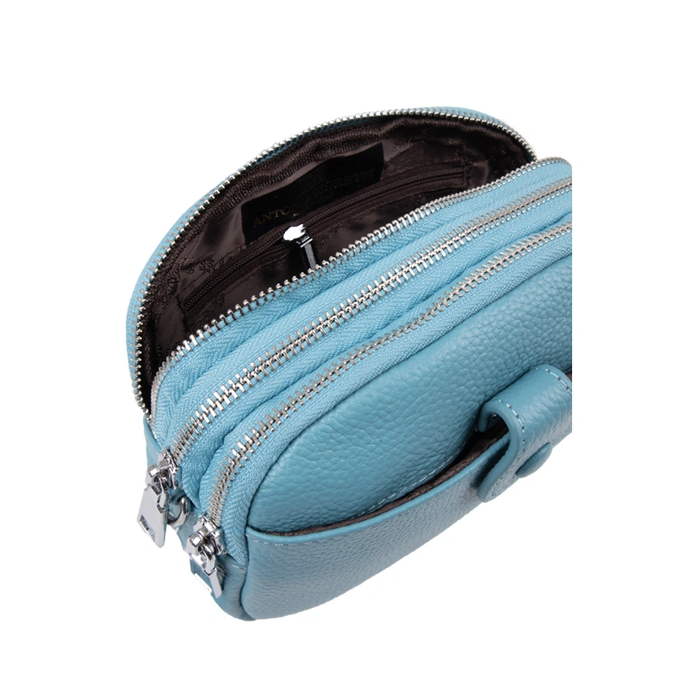 Geanta de umar din piele naturala Antonia Moretti AM1689, Albastru deschis, #4, Bagsy
