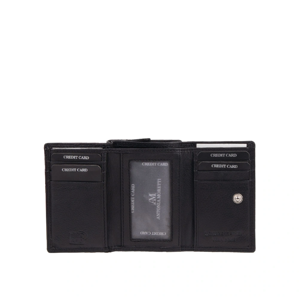 Portofel dama din piele naturala Antonia Moretti AM1671, Negru, #5, Bagsy