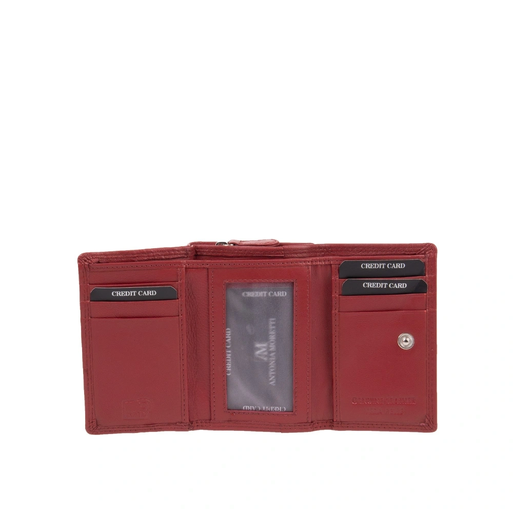 Portofel dama din piele naturala Antonia Moretti AM1671, Rosu, #5, Bagsy