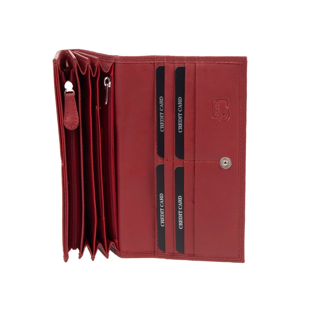 Portofel dama din piele naturala Antonia Moretti AM1690, Rosu, Nr. 4, Bagsy