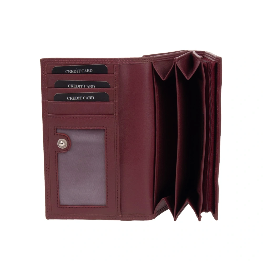 Portofel dama din piele naturala Chiara Canotti CC1674, Visiniu, Nr. 5, Bagsy