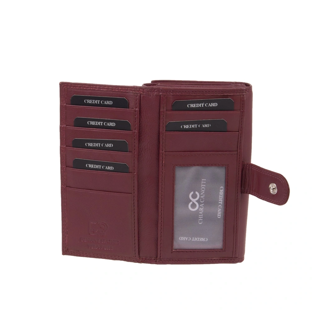 Portofel dama din piele naturala Chiara Canotti CC1674, Visiniu, Nr. 6, Bagsy