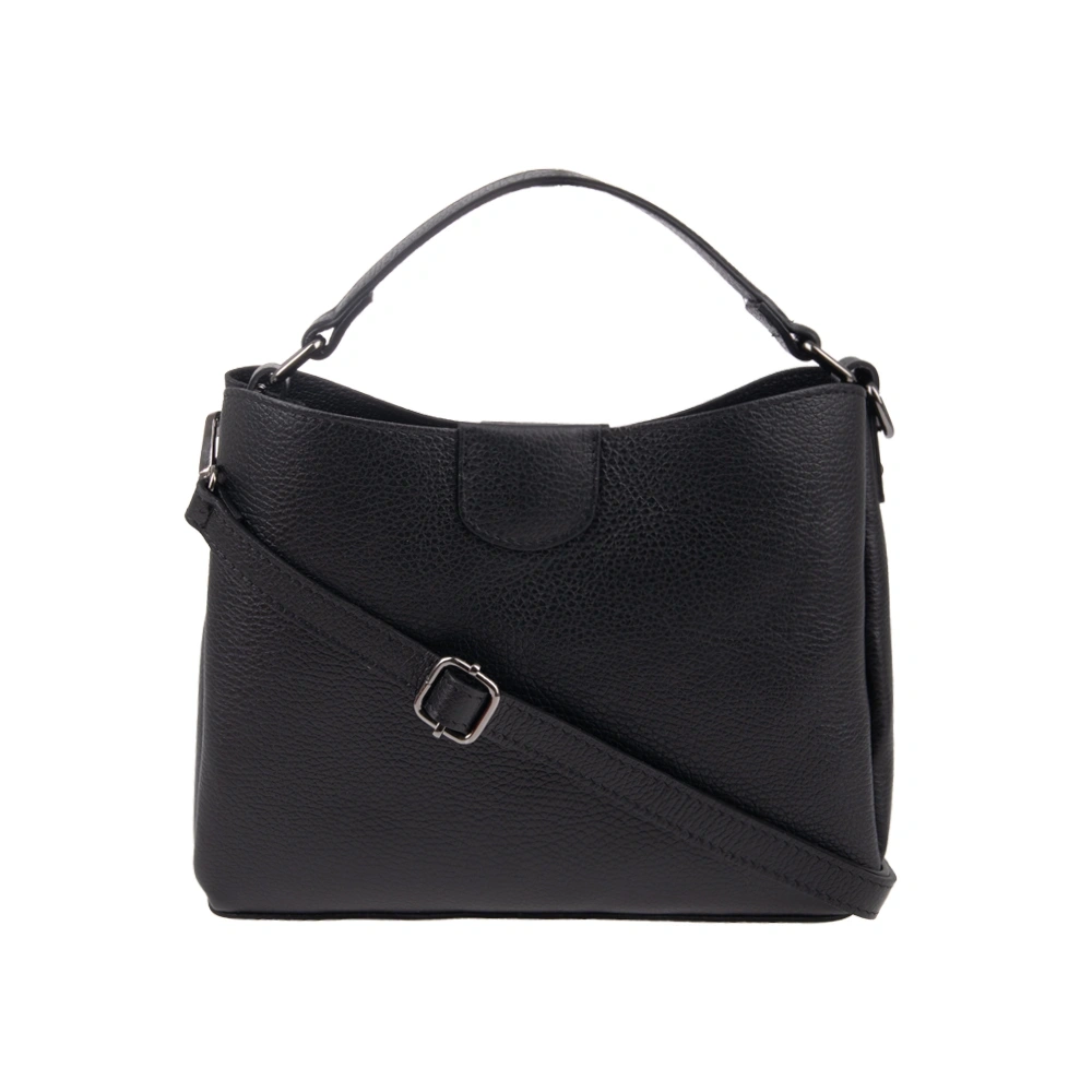 Geanta de umar din piele naturala Antonia Moretti AM1740, Negru, #1, Bagsy