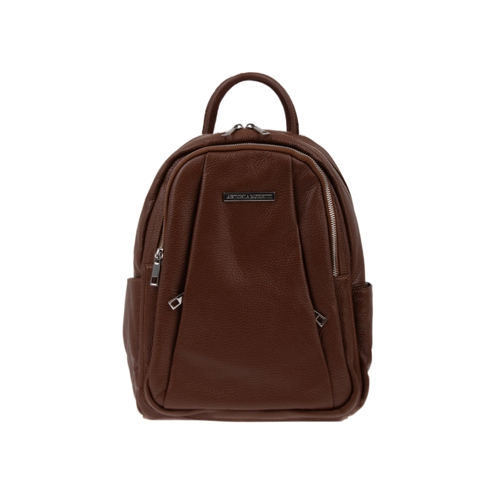 Rucsac dama din piele naturala Antonia Moretti AM1240, Maro, #1, Bagsy