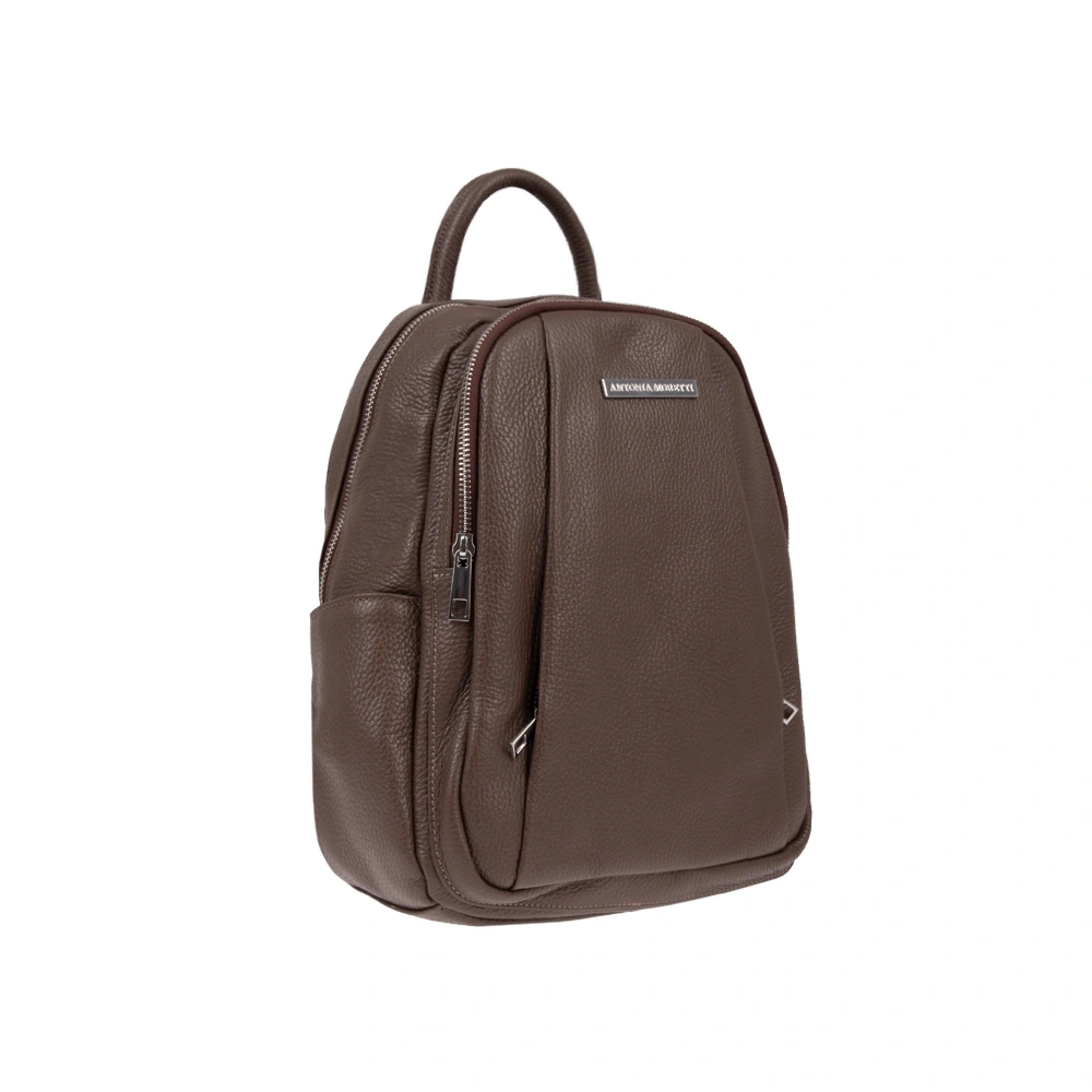 Rucsac dama din piele naturala Antonia Moretti AM1240, Maro inchis, #2, Bagsy
