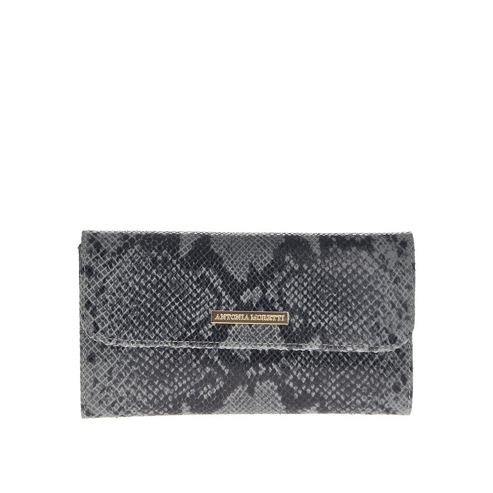 Plic dama din piele naturala Antonia Moretti AM0353, Gri, #1, Bagsy