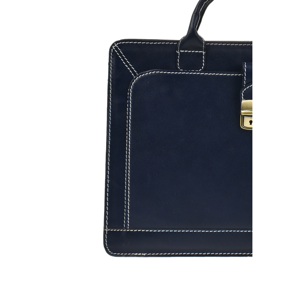 Servieta din piele naturala Antonia Moretti AM0366, Albastru, #5, Bagsy