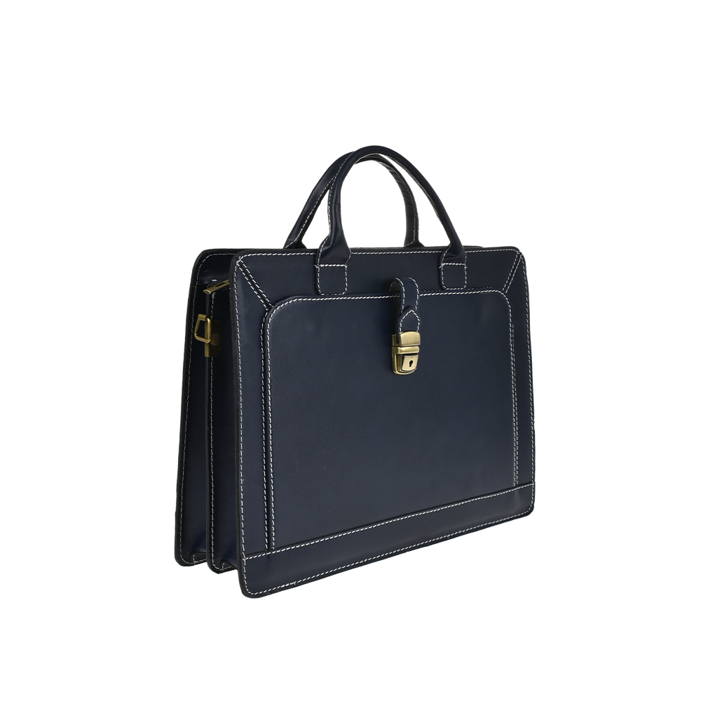 Servieta din piele naturala Antonia Moretti AM0366, Albastru, #2, Bagsy