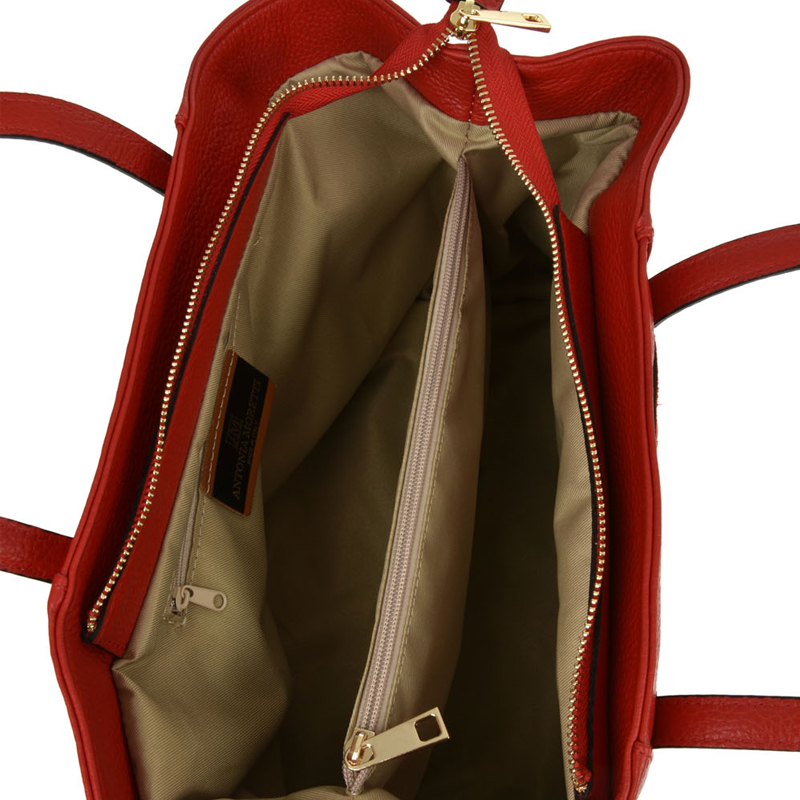 Geanta de mana din piele naturala Antonia Moretti AM0389, Rosu, #4, Bagsy