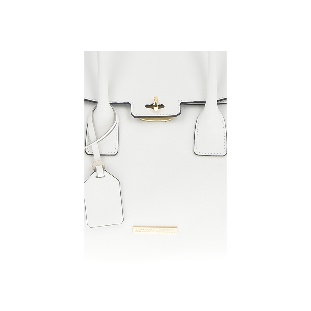 Geanta de mana din piele natuala Antonia Moretti AM0390,  Alb, #4, Bagsy