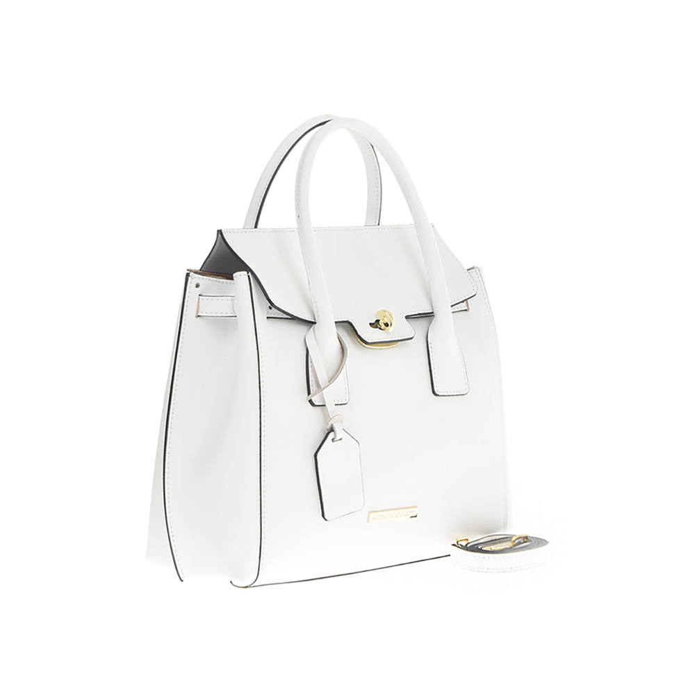 Geanta de mana din piele natuala Antonia Moretti AM0390,  Alb, #2, Bagsy