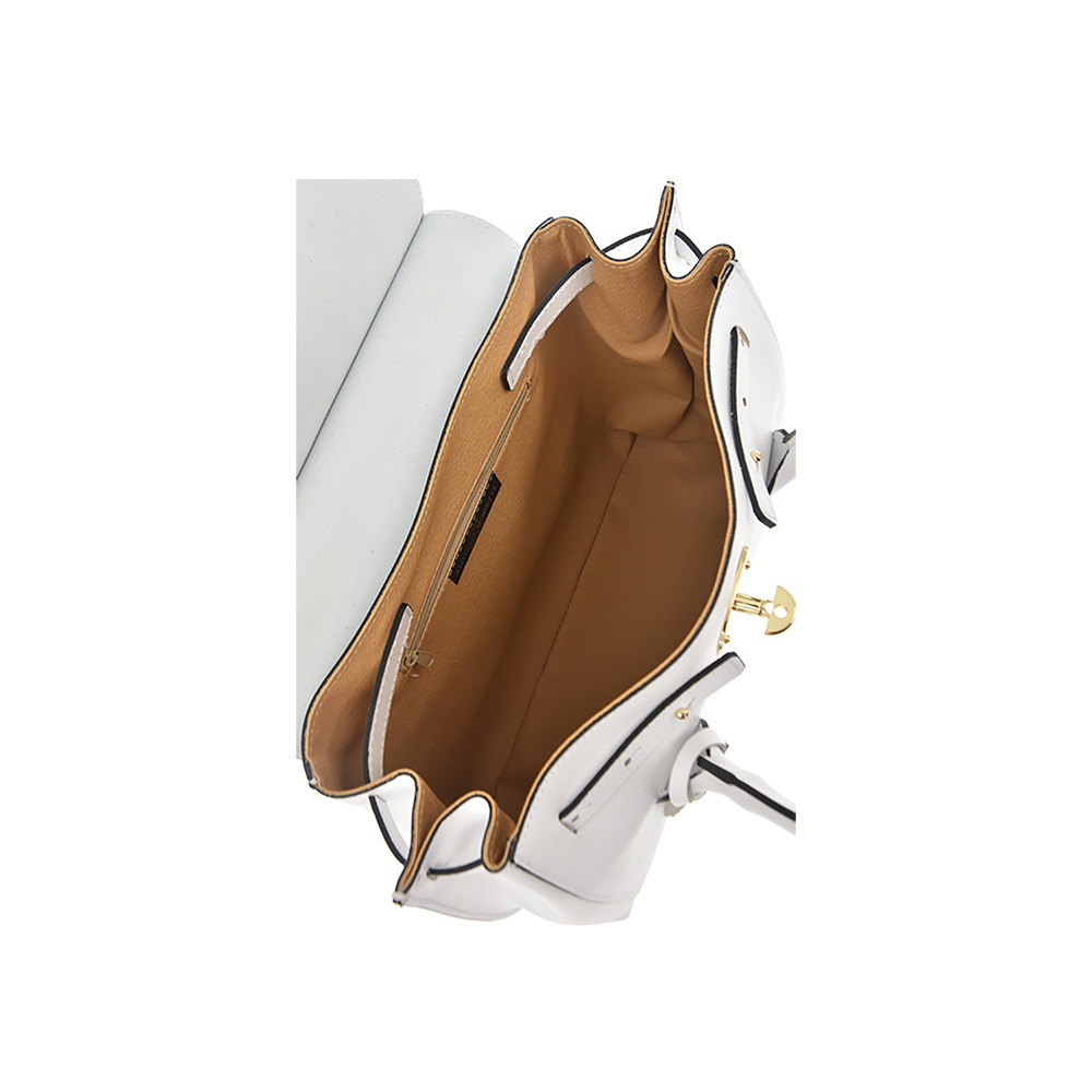 Geanta de mana din piele natuala Antonia Moretti AM0390,  Alb, #5, Bagsy