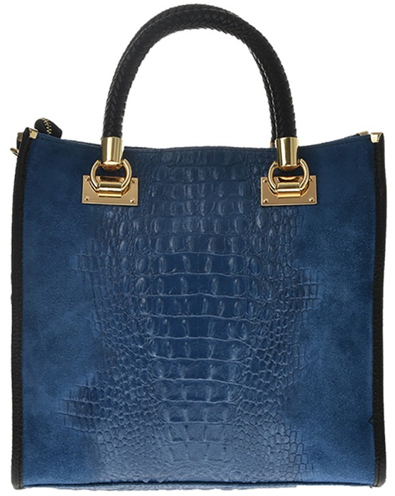 Geanta de mana din piele naturala Antonia Moretti AM0415, Albastru, #1, Bagsy