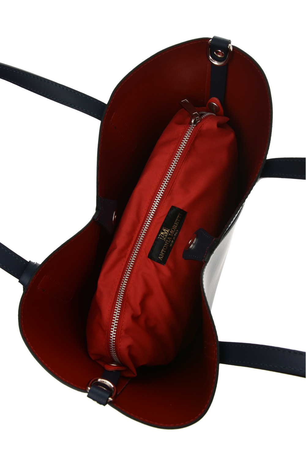 Geanta tote din piele naturala Antonia Moretti AM0612, Albastru, #5, Bagsy