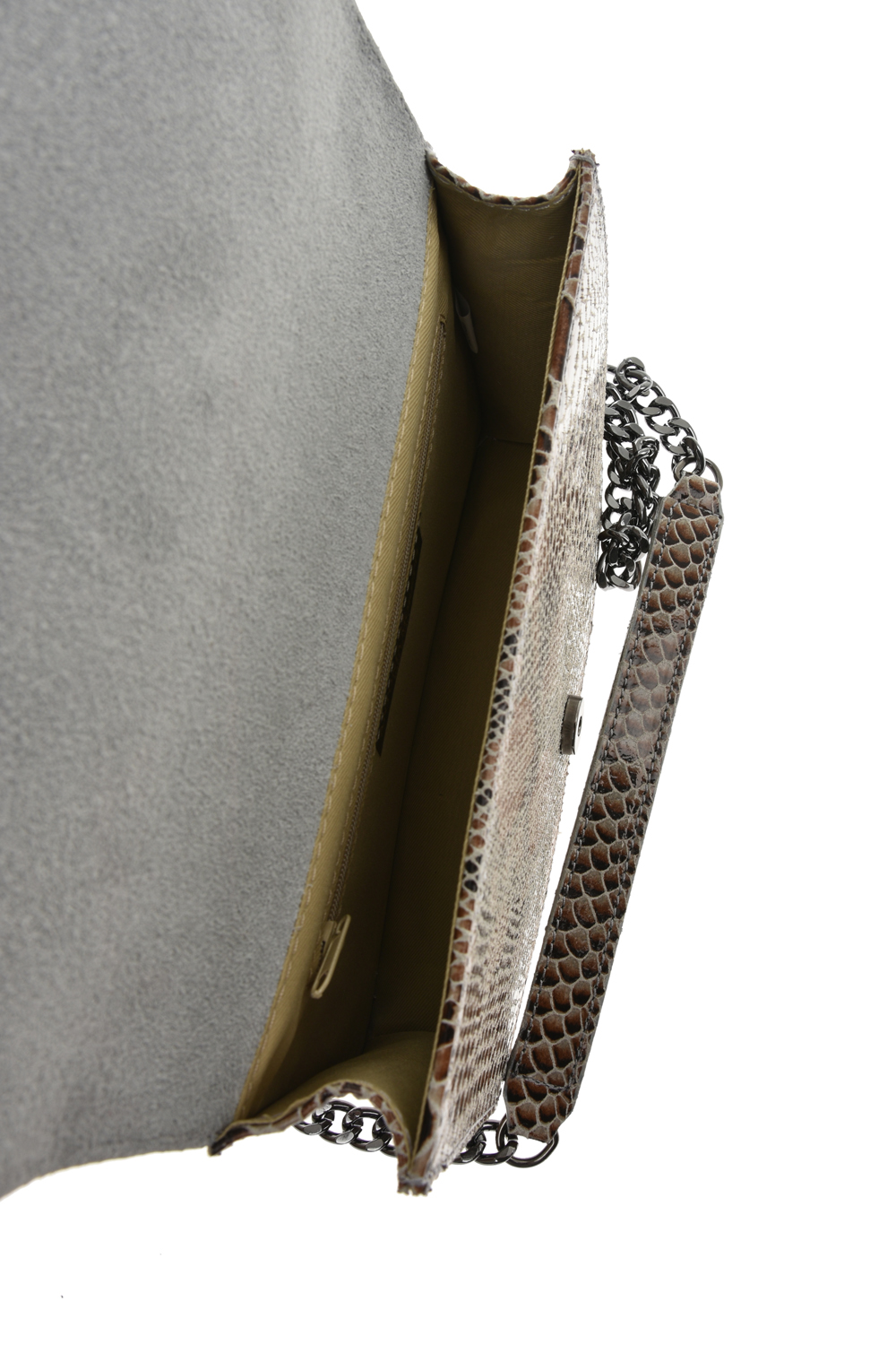 Geanta de umar din piele naturala model reptila Antonia Moretti AM0698, Gri, #3, Bagsy