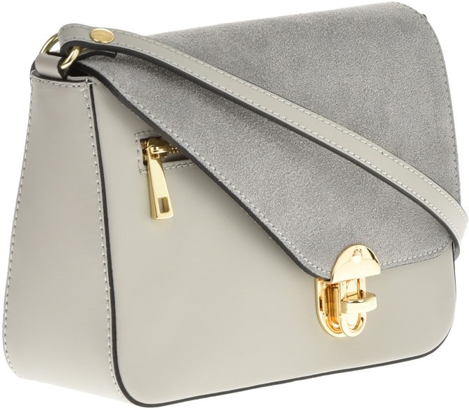 Geanta de umar din piele naturala Antonia Moretti AM0753, Gri, #2, Bagsy