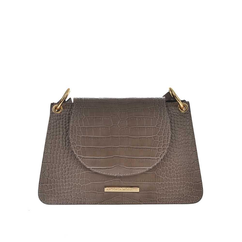 Geanta de umar din piele naturala Antonia Moretti AM0801, Grej, #1, Bagsy