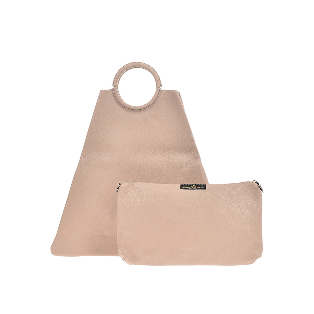 Geanta dama din piele naturala Antonia Moretti AM0805, Roz prafuit, #2, Bagsy