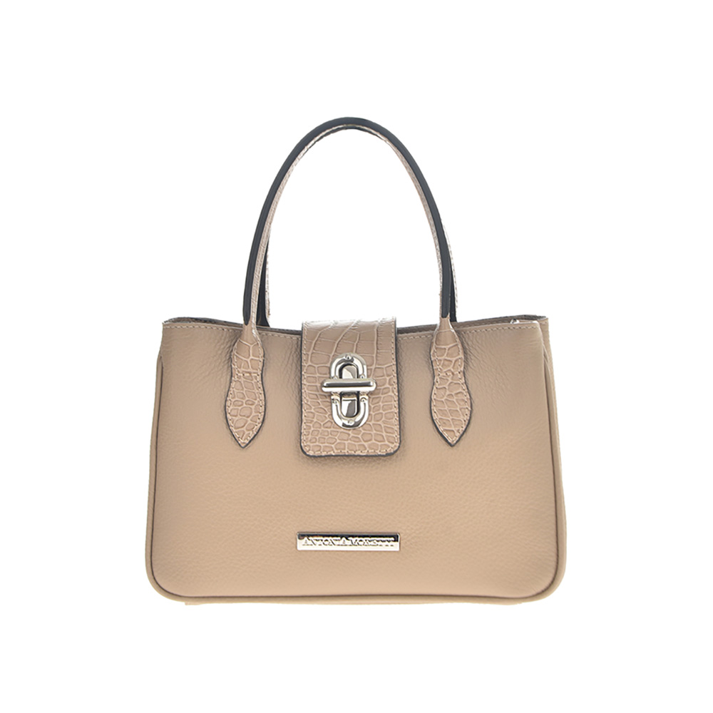 Geanta de mana din piele naturala Antonia Moretti AM0881, Grej, #1, Bagsy