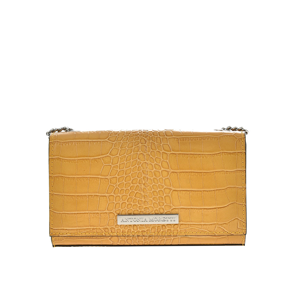 Geanta de umar din piele naturala Antonia Moretti AM0883, Galben, #1, Bagsy