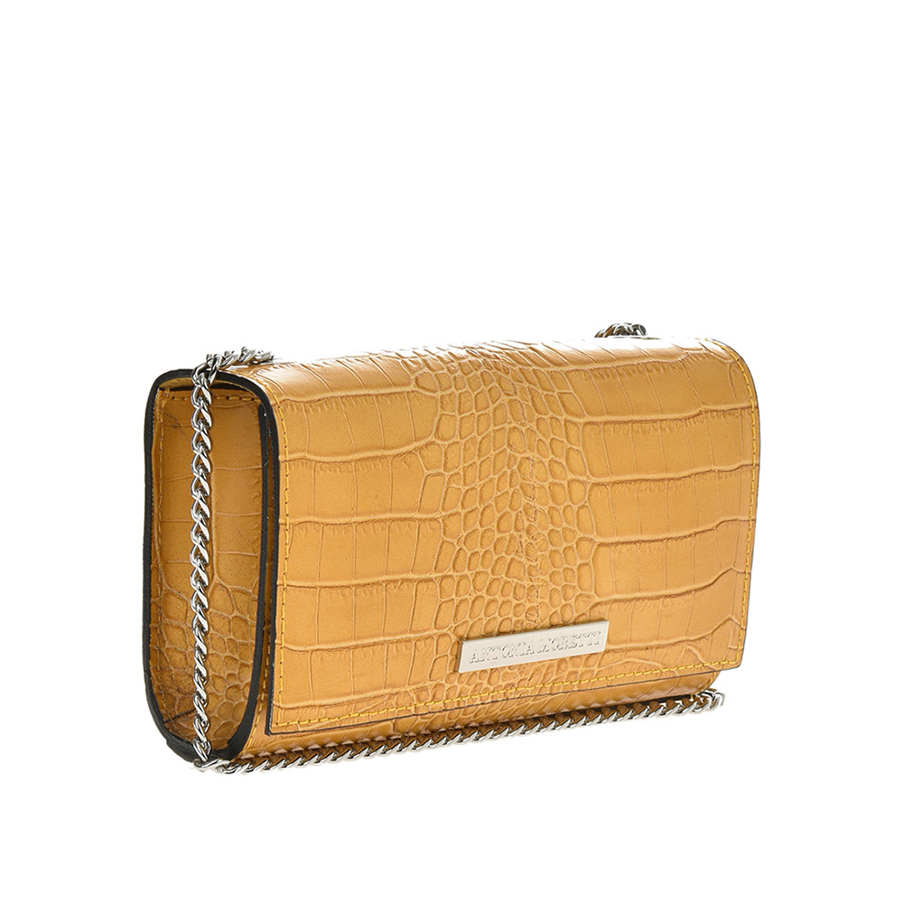 Geanta de umar din piele naturala Antonia Moretti AM0883, Galben, #2, Bagsy