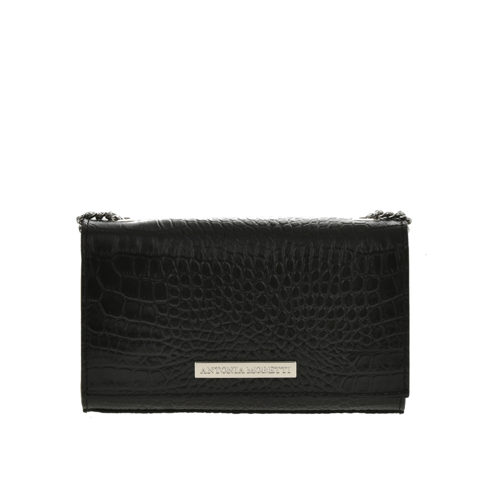 Geanta de umar din piele naturala Antonia Moretti AM0883, Negru, #1, Bagsy