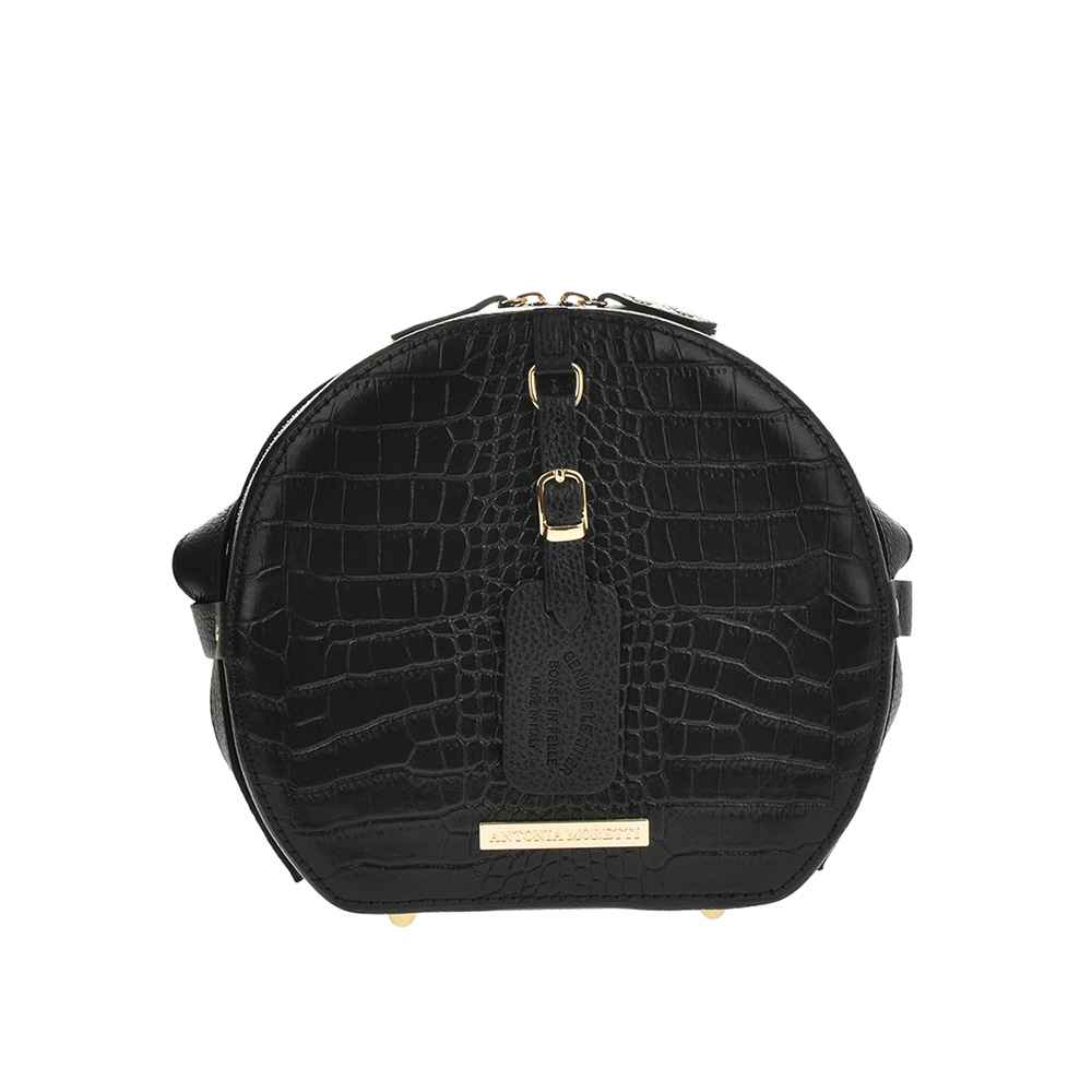 Geanta de umar din piele naturala Antonia Moretti AM0967, Negru, #1, Bagsy