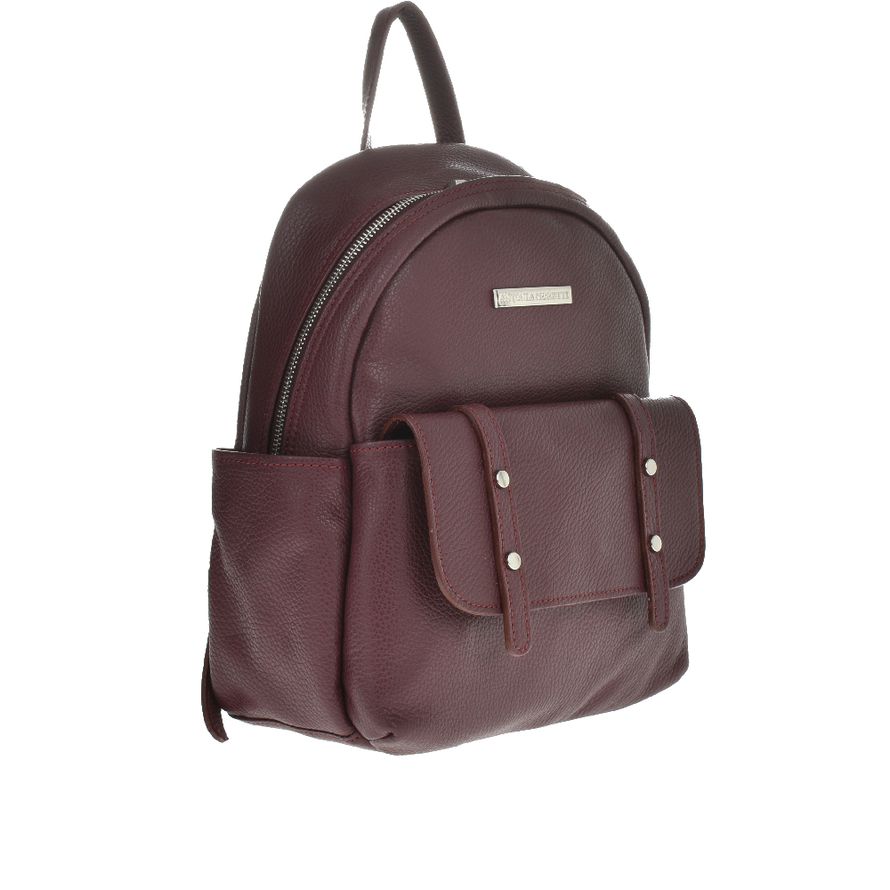Rucsac dama din piele naturala Antonia Moretti AM1017, Visiniu, #2, Bagsy