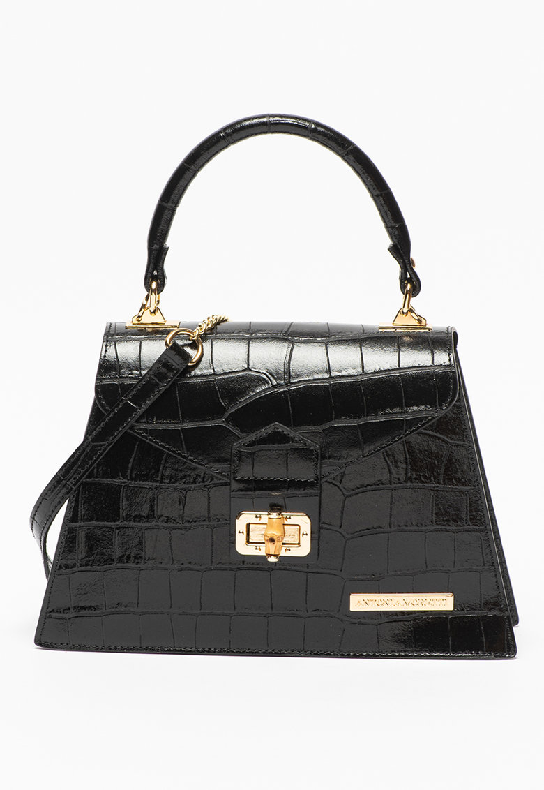 Geanta de umar din piele naturala Antonia Moretti AM1093, Negru, #1, Bagsy