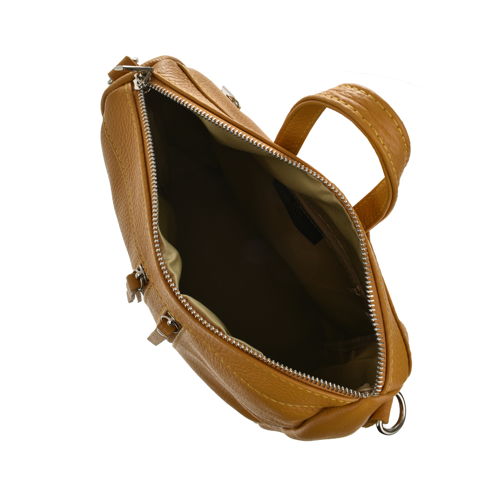 Rucsac dama din piele naturala Antonia Moretti AM1099, Galben mustar, #3, Bagsy