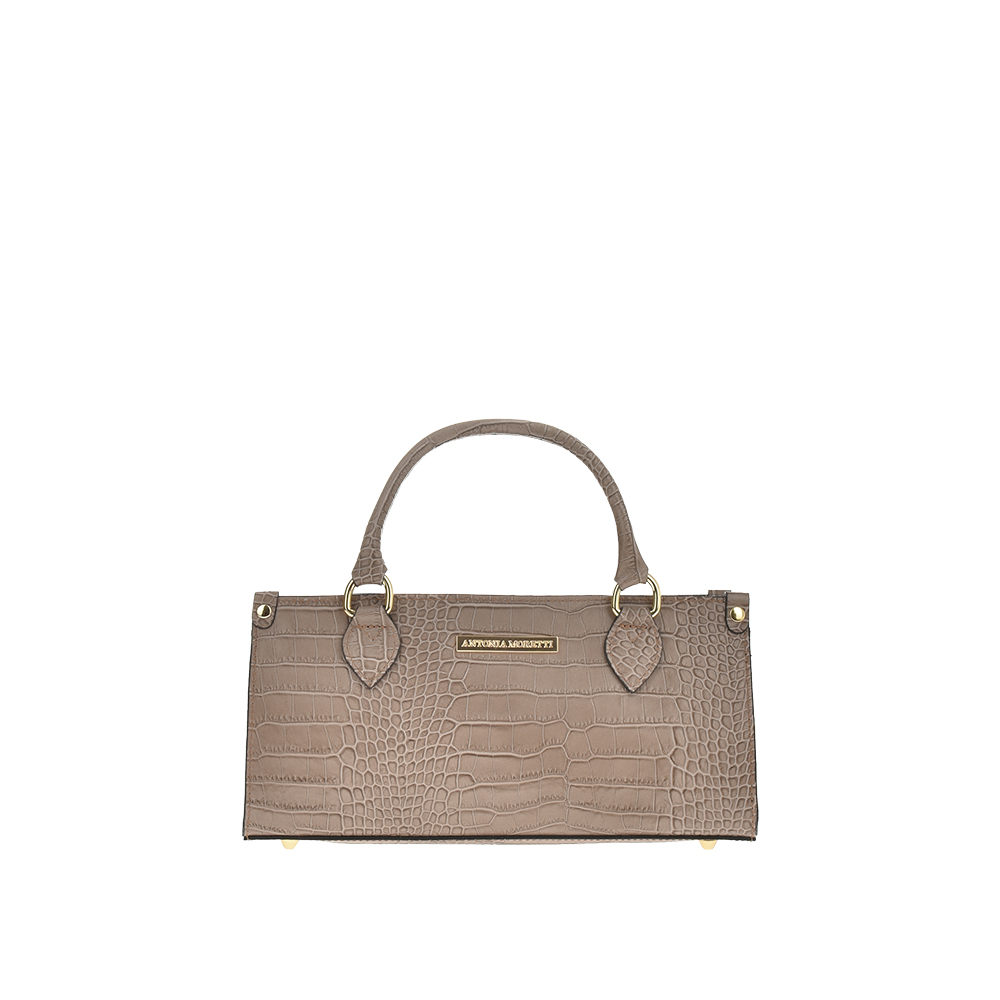 Geanta de mana din piele naturala Antonia Moretti AM1128, Grej, #1, Bagsy