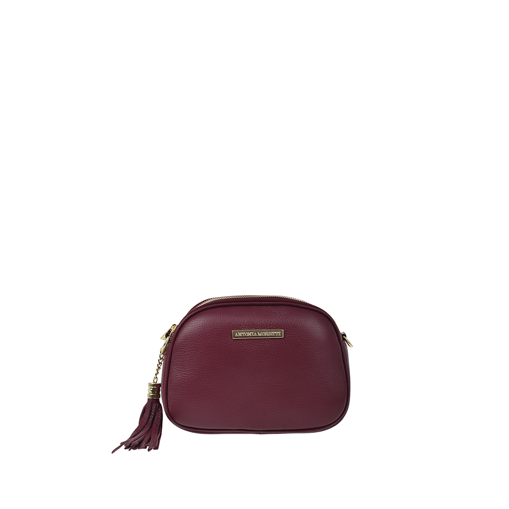 Geanta de umar din piele naturala Antonia Moretti AM1159, Visiniu, #1, Bagsy
