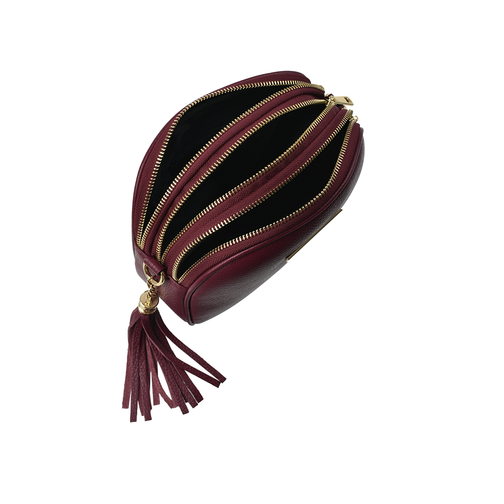 Geanta de umar din piele naturala Antonia Moretti AM1159, Visiniu, #4, Bagsy