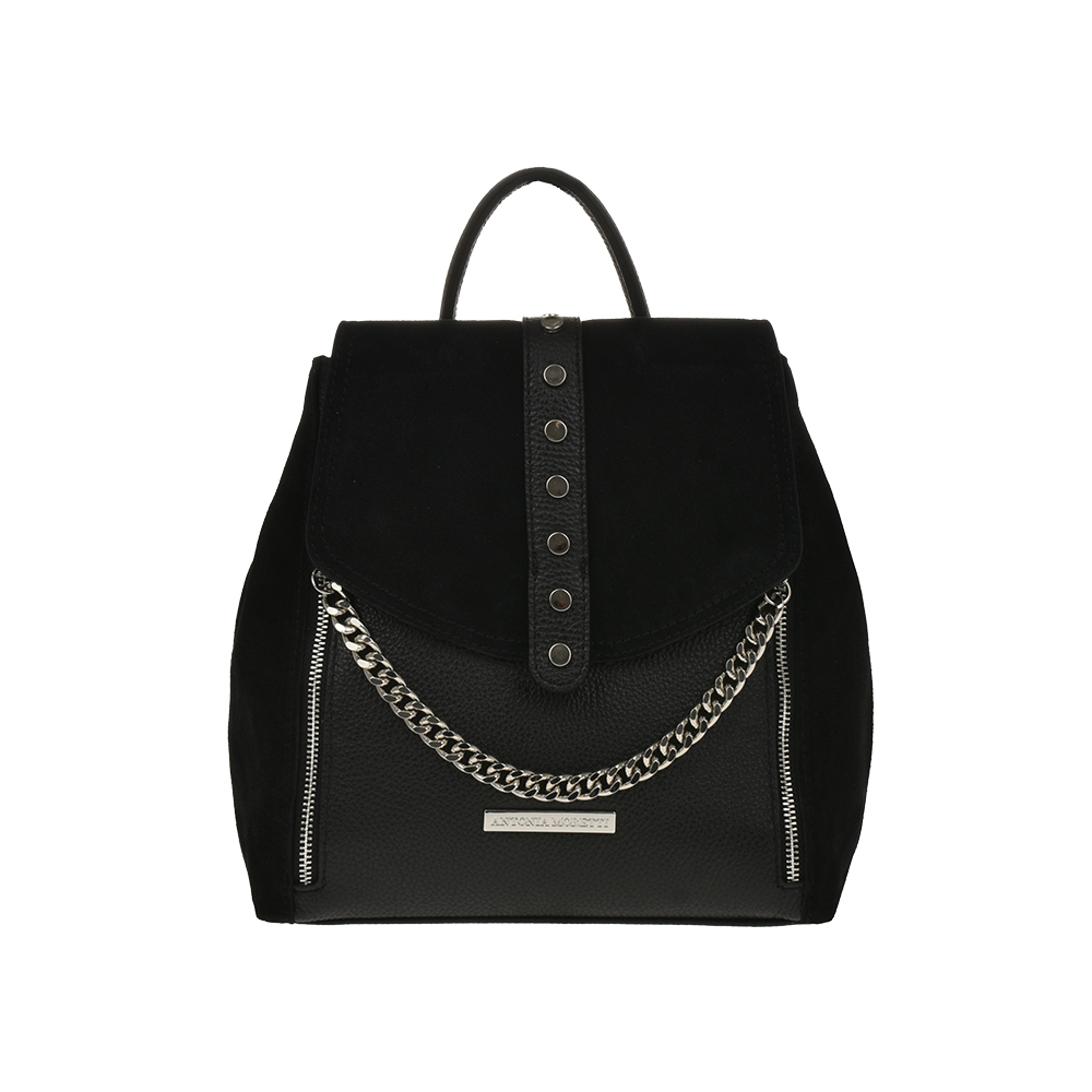 Rucsac dama din piele naturala Antonia Moretti AM1208, Negru, #1, Bagsy