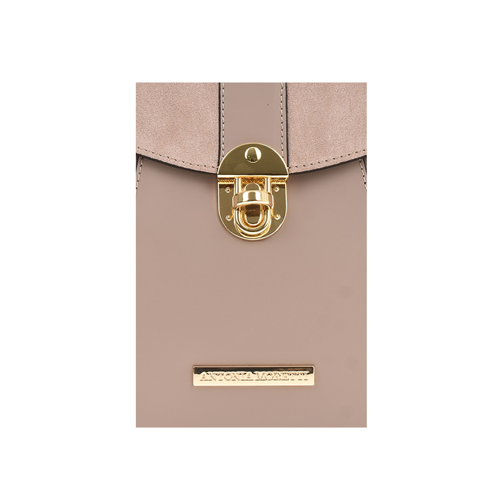 Rucsac dama din piele naturala Antonia Moretti AM1216, Roz prafuit, #5, Bagsy