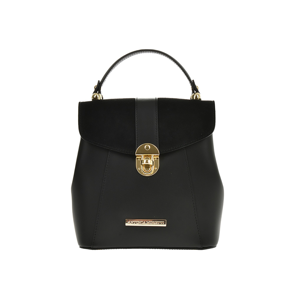 Rucsac dama din piele naturala Antonia Moretti AM1216, Negru, #1, Bagsy