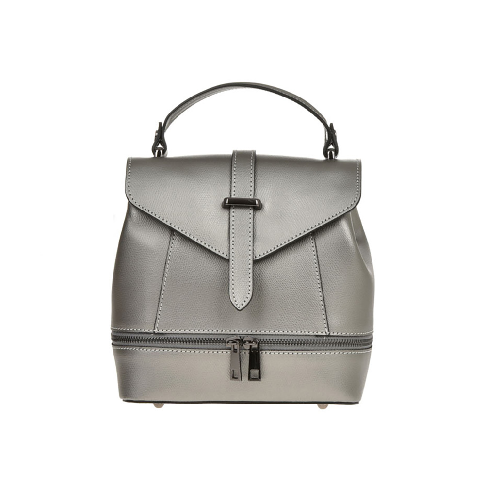 Rucsac dama din piele naturala Antonia Moretti AM1219, Argintiu, #1, Bagsy