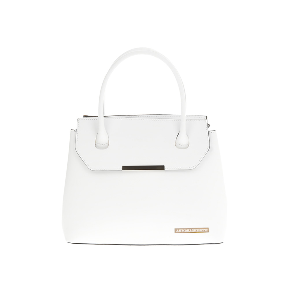 Geanta de mana din piele naturala Antonia Moretti AM1236, Alb, #1, Bagsy