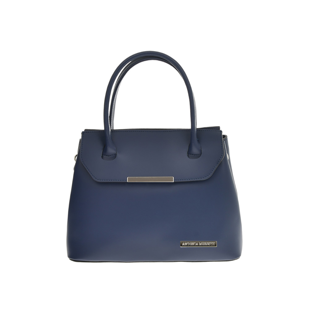 Geanta de mana din piele naturala Antonia Moretti AM1236, Albastru, #1, Bagsy