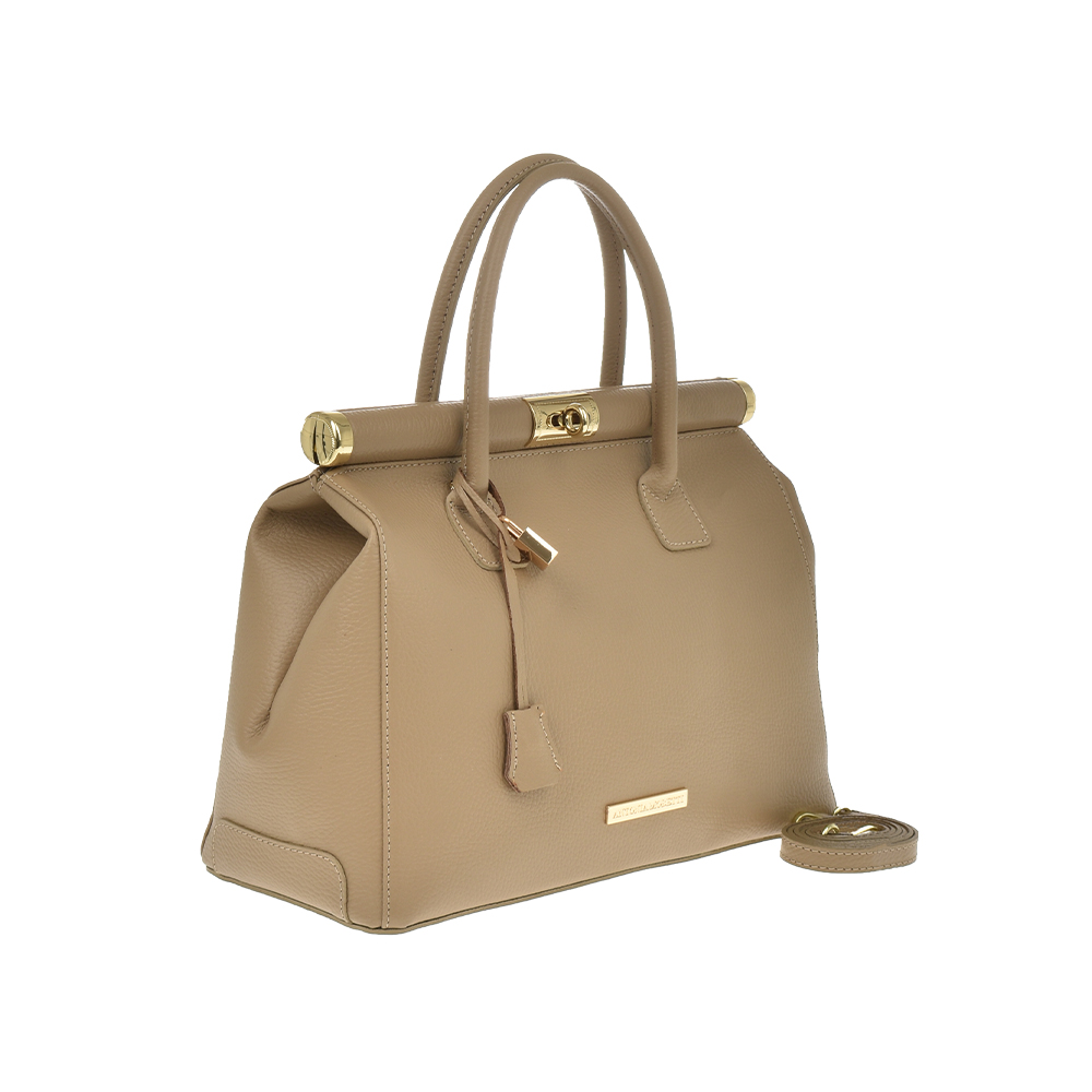 Geanta de mana din piele naturala Antonia Moretti AM1238, Grej, #2, Bagsy