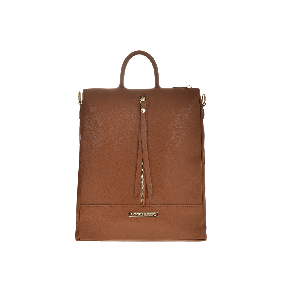 Rucsac din piele natuarala Antonia Moretti AM1248, Cognac, #1, Bagsy