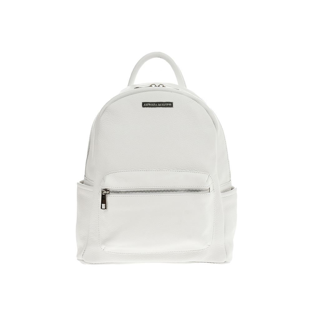 Rucsac dama din piele naturala Antonia Moretti AM1249, Alb, Nr. 1, Bagsy
