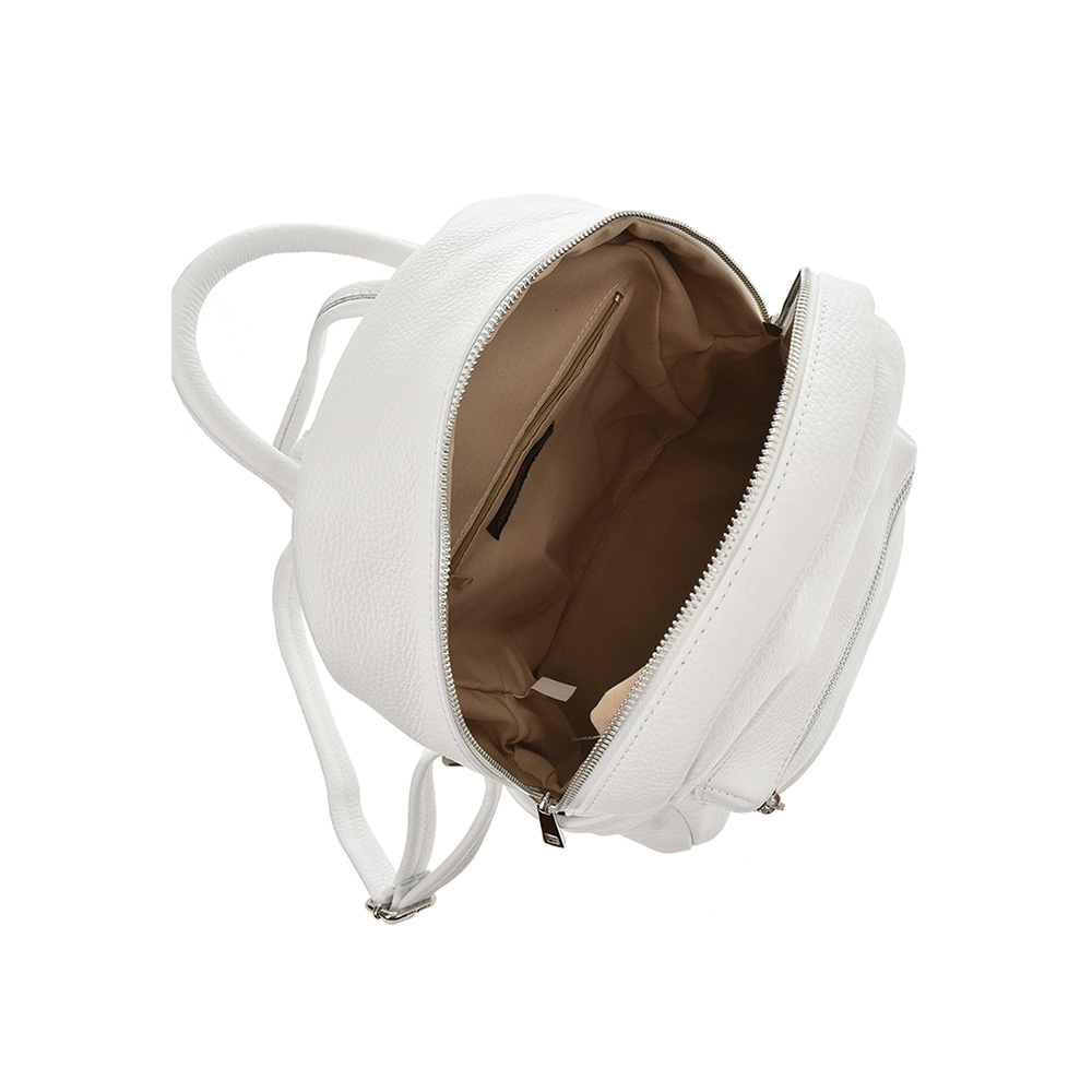 Rucsac dama din piele naturala Antonia Moretti AM1249, Alb, Nr. 4, Bagsy