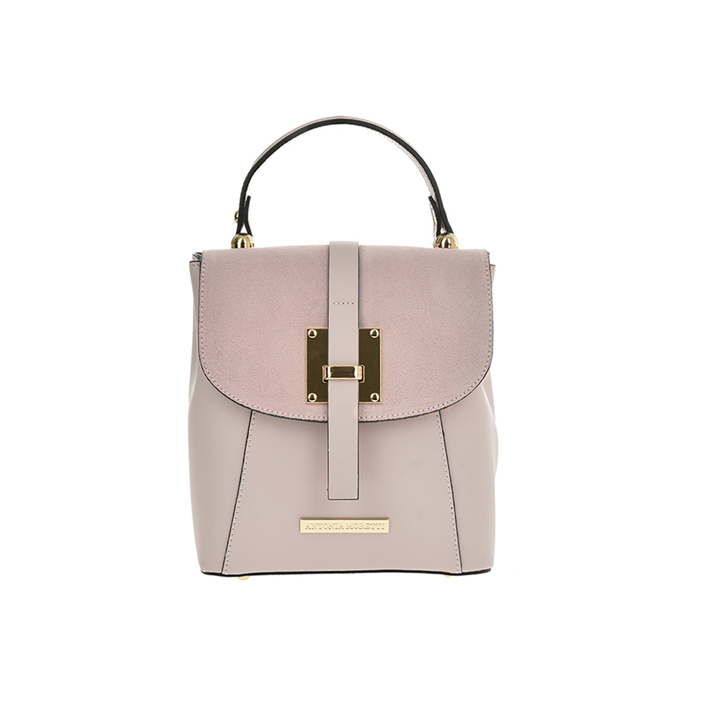 Rucsac din piele naturala Antonia Moretti AM1250, Roz prafuit, Nr. 1, Bagsy