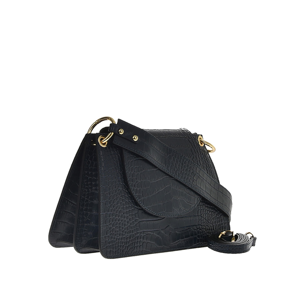 Geanta de umar din piele naturala Antonia Moretti AM0801, Albastru, #2, Bagsy