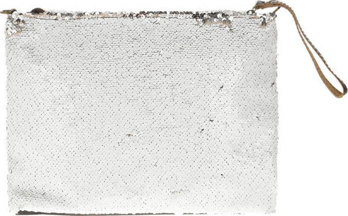 Geanta de umar din piele naturala cu paiete Patrizia Lucchini PL6059, Alb/Argintiu, Nr. 3, Bagsy