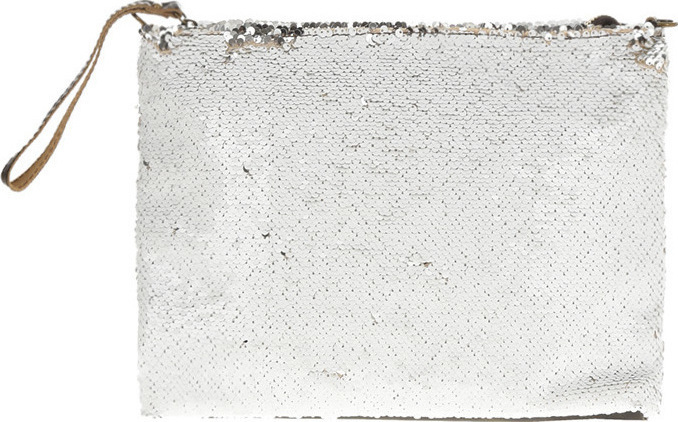 Geanta de umar din piele naturala cu paiete Patrizia Lucchini PL6059, Alb/Argintiu, Nr. 1, Bagsy