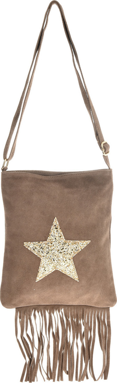 Geanta de umar din piele intoarsa Promesse PR6221, Grej, #1, Bagsy