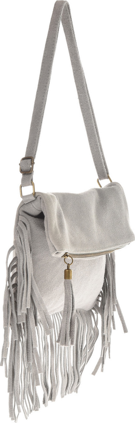 Geanta de umar din piele intoarsa Patrizia Lucchini PL6326, Gri, #2, Bagsy